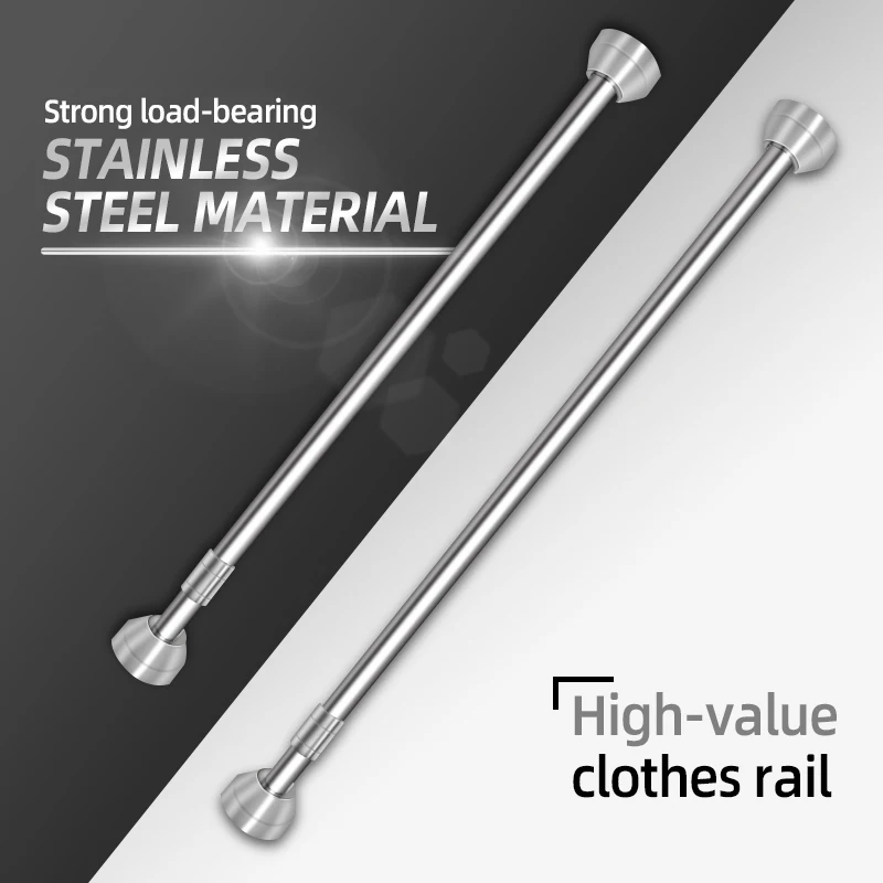 Aolisheng Multifunctional 304 Stainless Steel Wardrobe Free Perforated Clothes Rail, Bathroom Lengthened Shower Curtain Rod