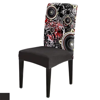 

Echo Equipment Black Music Rhythm Chair Cover for Dining Room Chairs Covers High Back Living Room Chair Cover for Home Kitchen