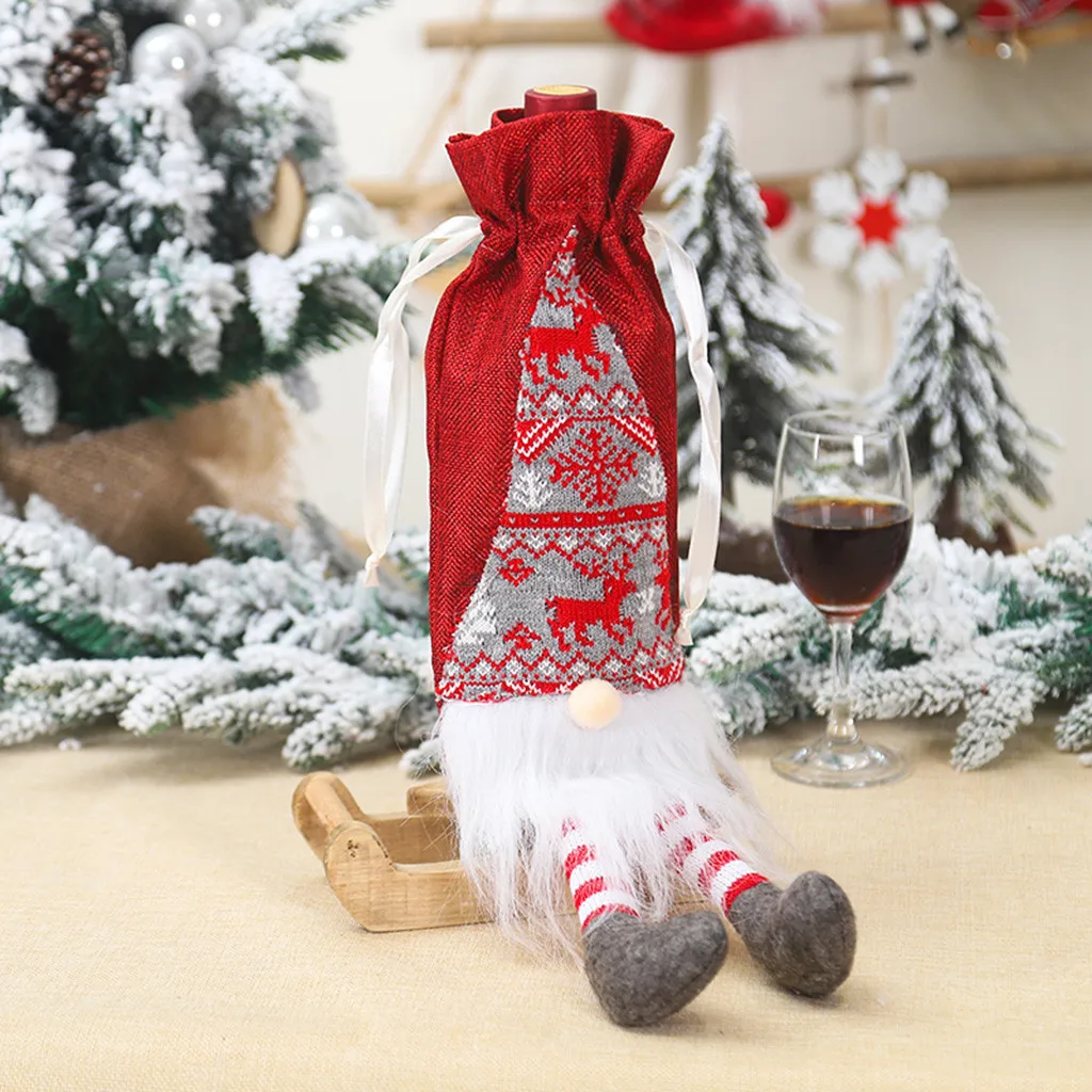 Сумка для винных бутылок с рождественским Сантой, чехол для бутылки вина, Рождественский фестиваль, вечерние украшения для стола, Подарочная бутылка для вина, креативный Декор