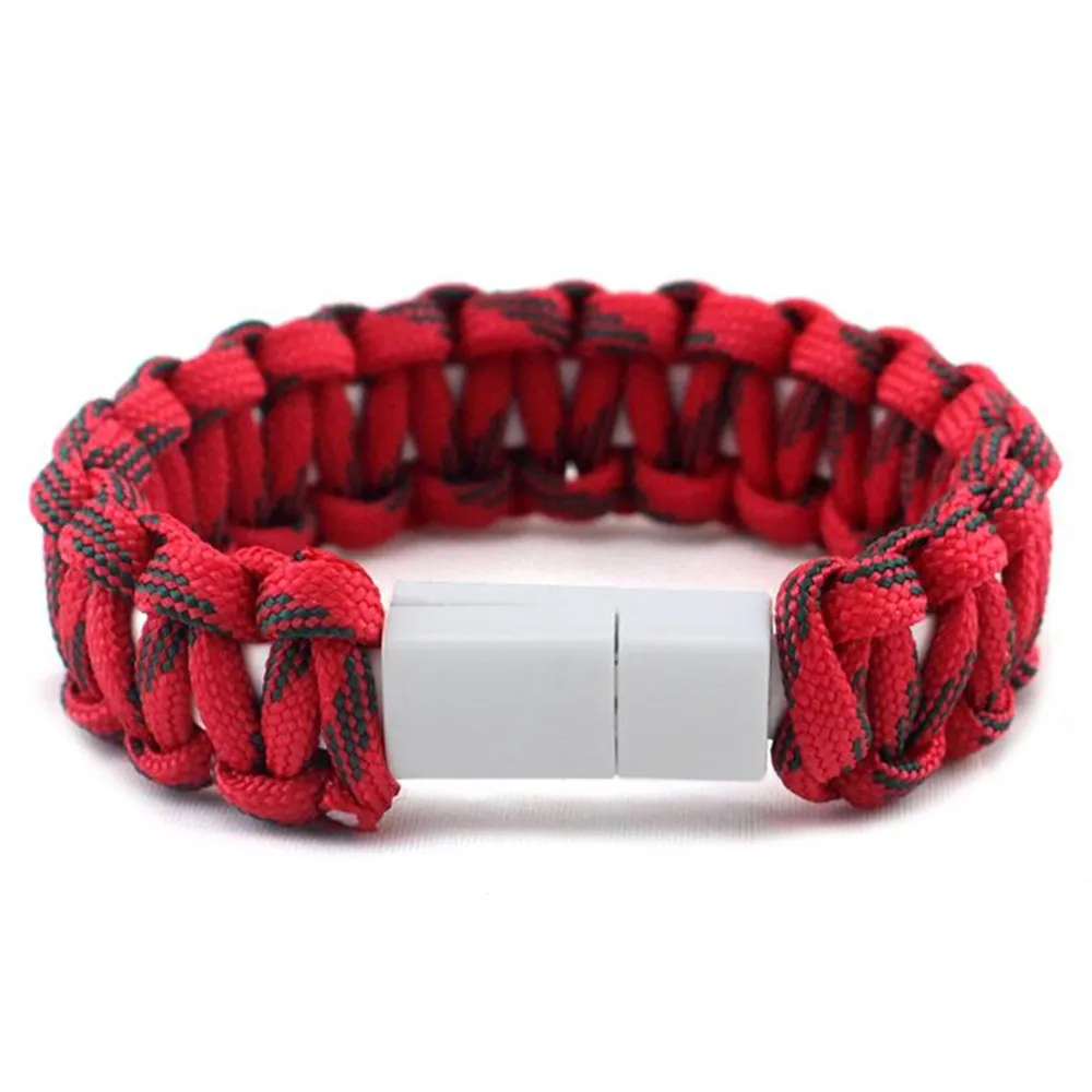 Black red Микро USB кабель открытый плетеный браслет зарядное устройство данных зарядный кабель синхронизации для iPhone 6 7 8 XR MAX Android телефон зарядный провод - Цвет: Black red