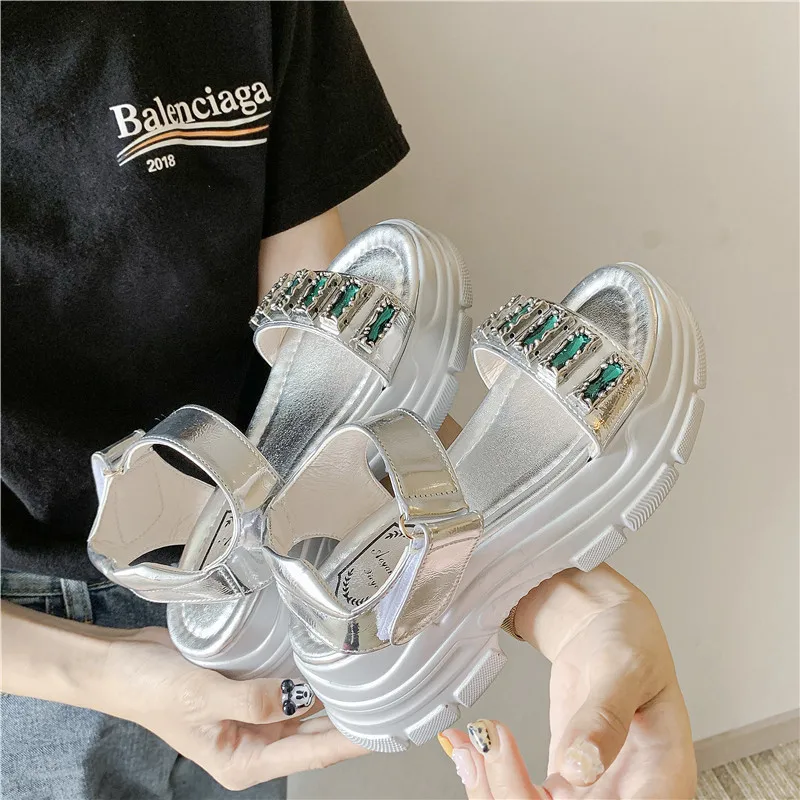 

Sandals Women's 2019 New Style Fairy-Style Open-Toe Velcro Platform Thick Bottomed Casual Shoes Fashion Network Red