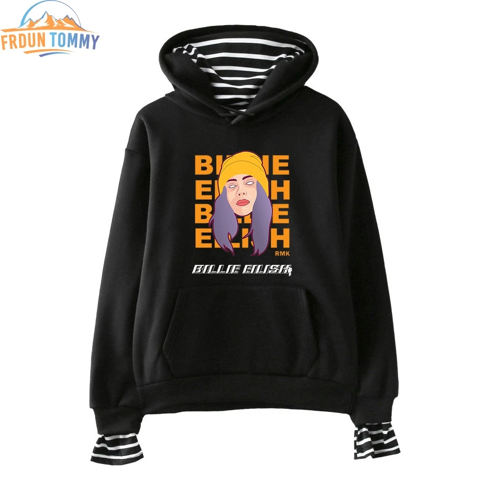 

2019 New style of Billie Eilish Printing Fake Two Pieces Hoodies 2019 Hot Sale Autumn Women Sweatshirts K-pops hooded Harajuku