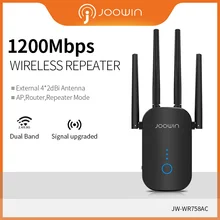 Joowin High Speed 1200Mbps Wifi Repeater Dual Band 2.4G&5.8G Wireless Extender Use 4*3 dBi Antennas Long Signal JW-WR758AC