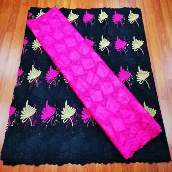 

2.5+2.5yards/set latest African laces 2020 high quality Nigerian Swiss voile lace 100% cotton lace fabric yellow for women