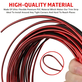 

32.8ft Car Interior Door Gap Panel Edge Line Insert Molding Trim Strip Decor Red, Automotive Decorative Molding Trim
