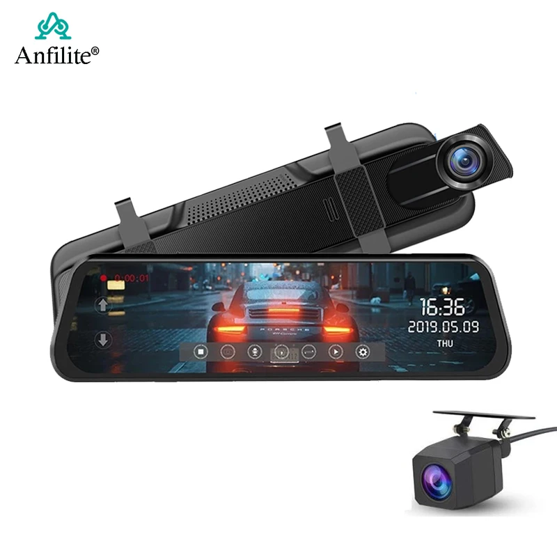 Anfilite Ultra HD 2K Автомобильная dvr камера 2560*1440P 10 ''ips поток медиа зеркало заднего вида 1080P привод Видео Авто рекордер Регистратор