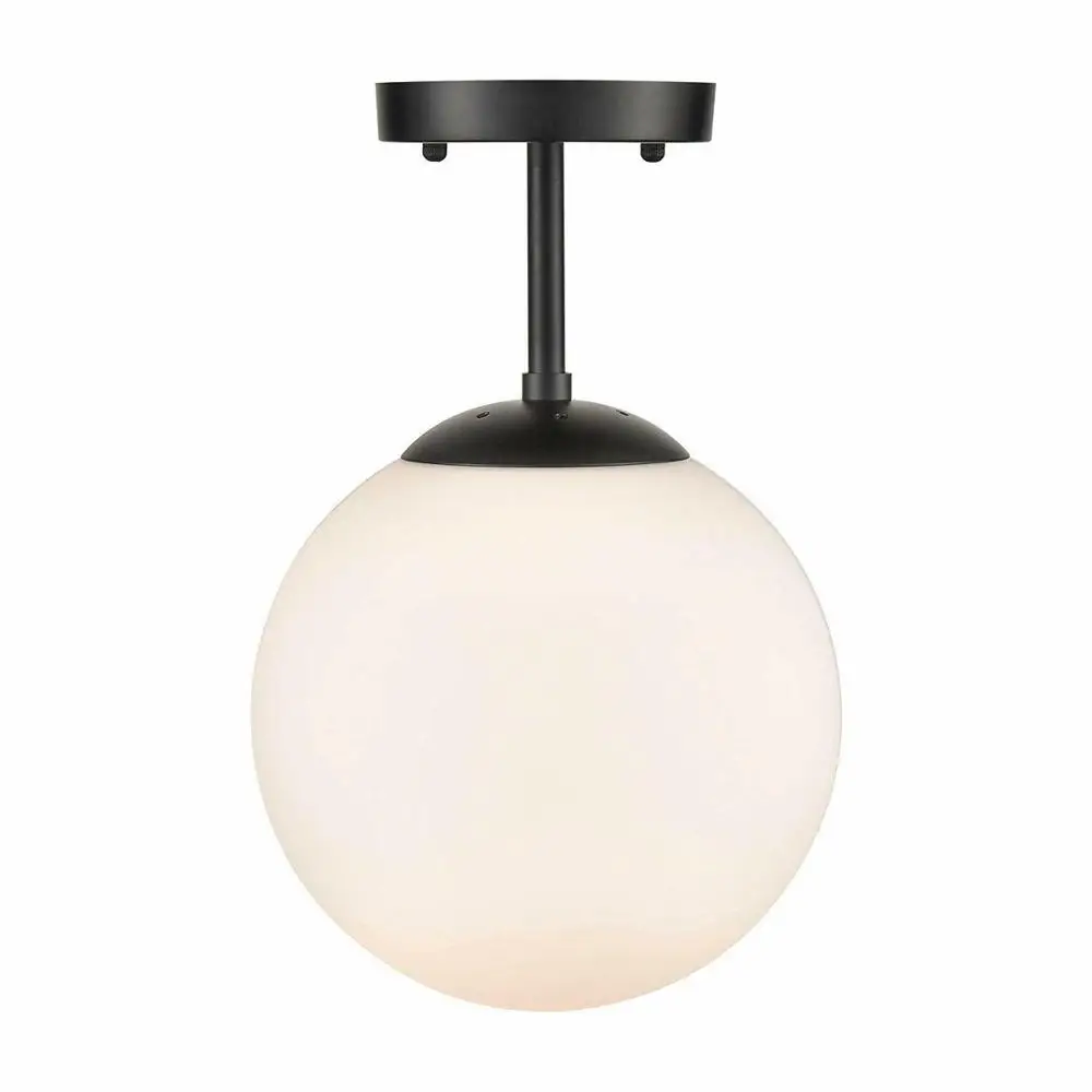 

Globe Semi Flush Mount Ceiling Light, Matte White Glass with Brass Finished, Modern Mid Century Modern Style Lighting Fixtures