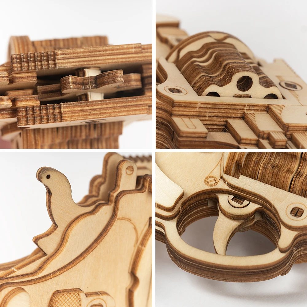 ROKR Revolver Gun Model Toys 3D Wooden Puzzle Games Crafts Gift For Children Kids Boys Birthday Gift