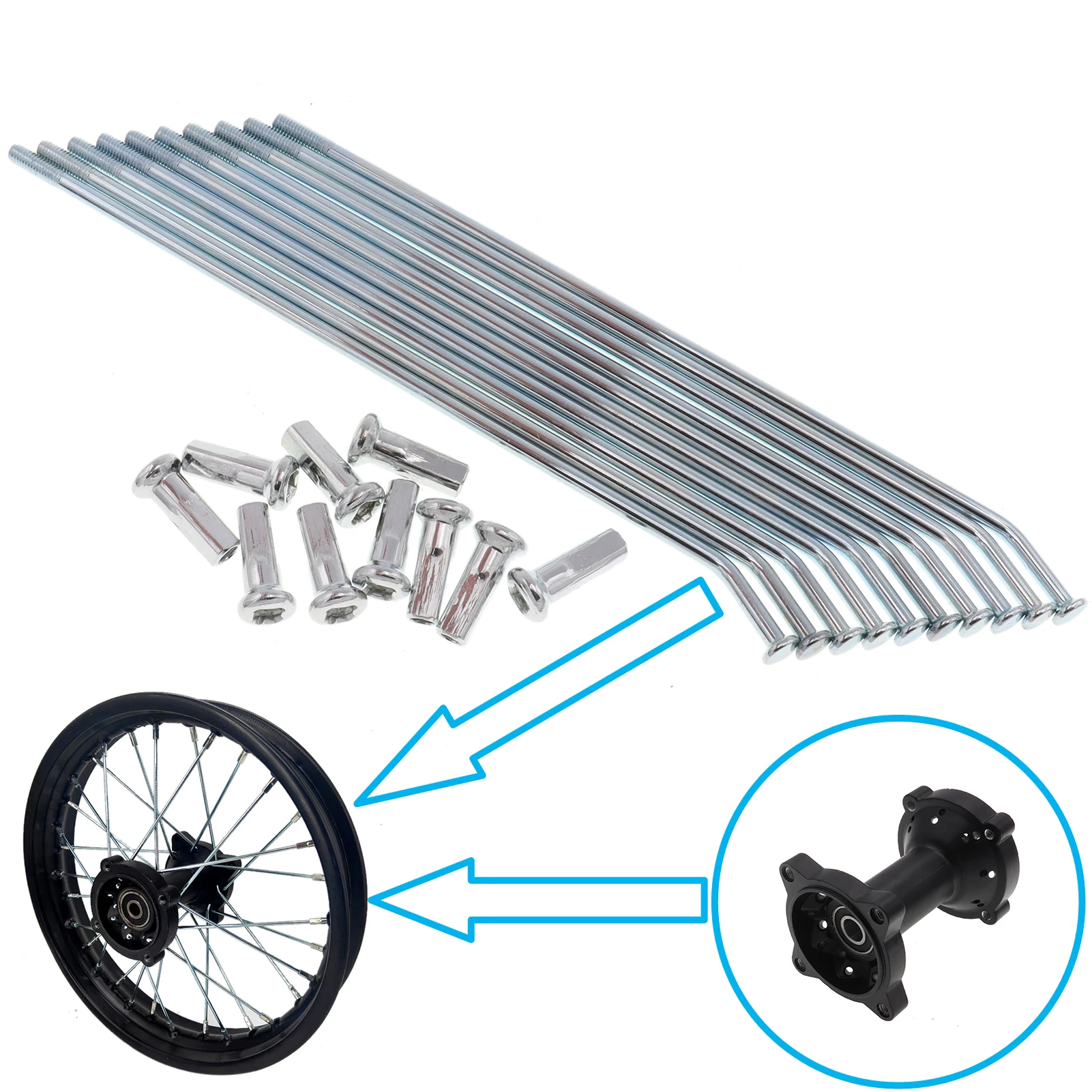 10Pcs/Set 10" 12" 14" 16" 17" 19" Front or Rear Rim Hub Wheel Spoke for XR CRF BBR Dirt Pit Bike dirt bike wheel spoke