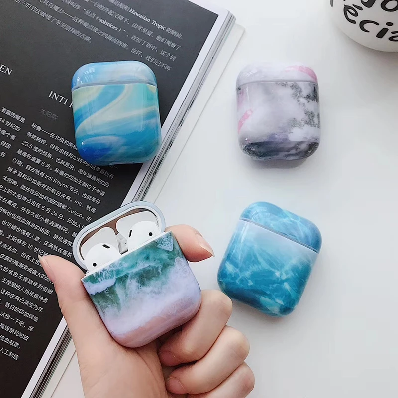 Чехол для оригинального Apple Airpods чехол мраморный милый чехол для Apple Airpods 2 1 Аксессуары для наушников Air Pods Чехол Коробка Coque capa