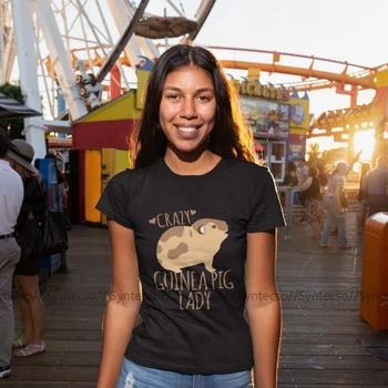 

Guinea Pig T-Shirt Crazy Guinea Pig Lady T Shirt Simple Gray Women tshirt Casual O Neck Short-Sleeve Large Ladies Tee Shirt