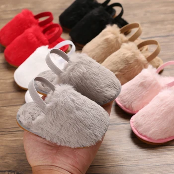 

Newborn Toddler Baby Boy Girl Slippers Sheer Fur Sneakers Summer Shoes Soft Sole Sandals Red Pink Black