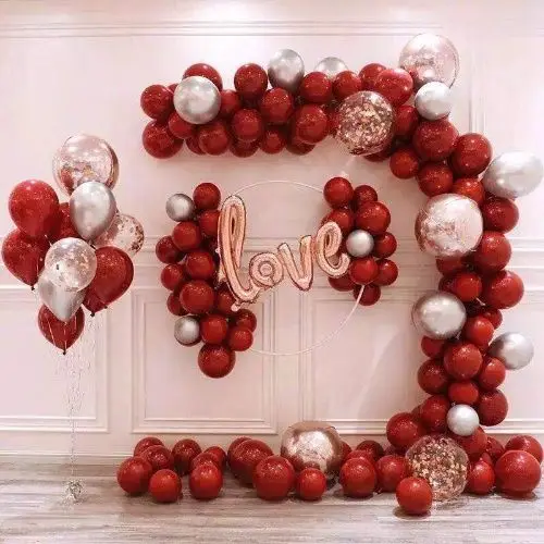 

108pcs Pomegranate Red Balloon Garland Arch Kit Love foil Gold Sequin Confetti Transparent Balloons For Wedding Party Supplies