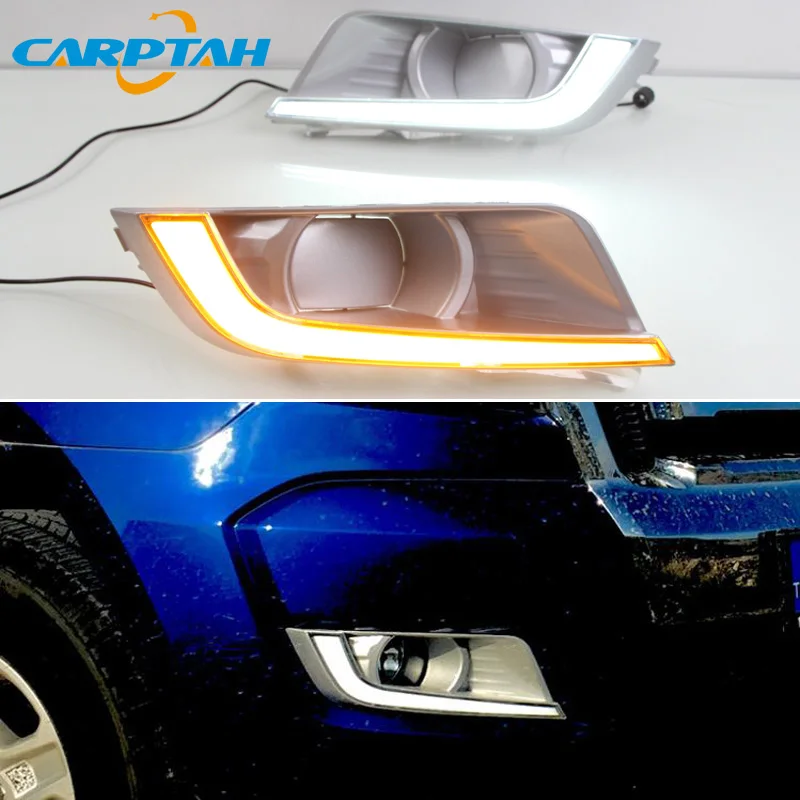 

Автомобисветодиодный светодиодные дневные фары дальнего света для Ford Ranger 2015, 2016, 2017, 2018, желтого цвета, 12 В, Автомобильные дневные ходовые огни, Противотуманные фары дневного света