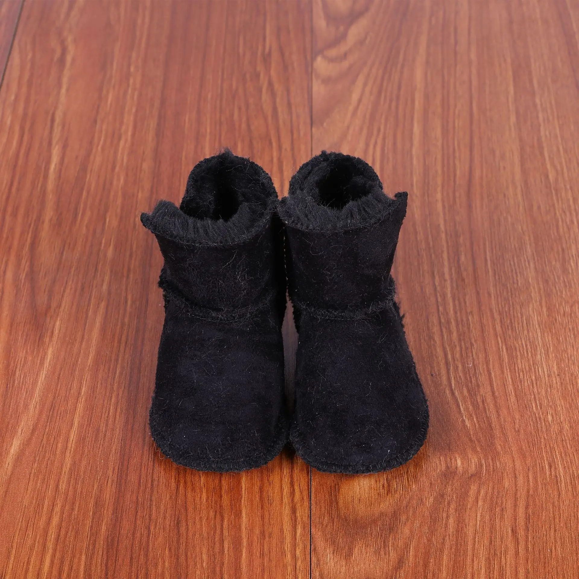 Новинка; зимняя детская обувь для первых шагов; Теплая обувь для младенцев; ботинки из искусственного меха для маленьких девочек; кожаные ботинки для маленьких мальчиков - Цвет: black