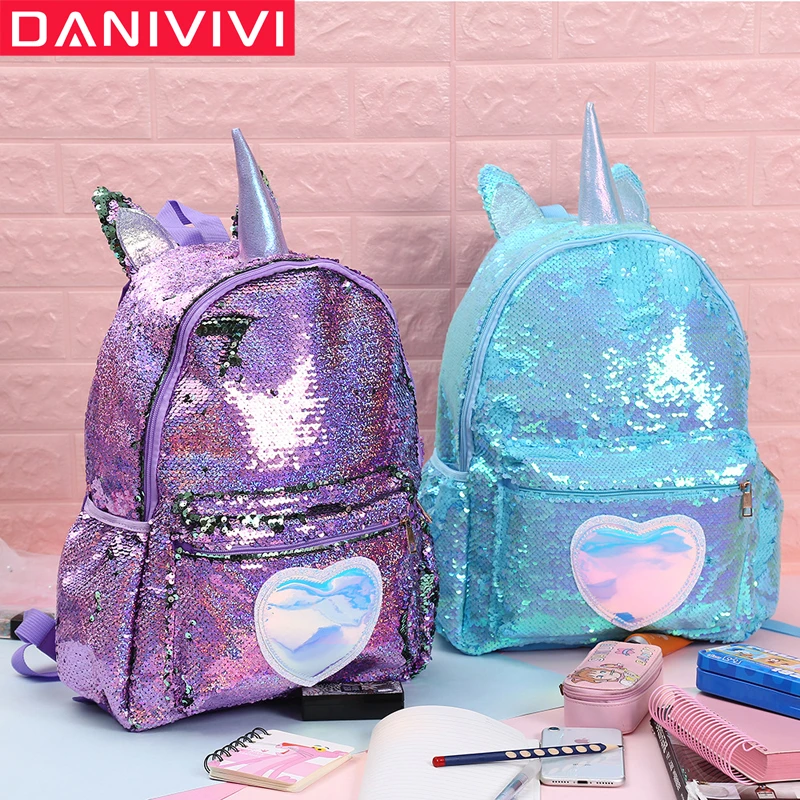 Mochila Escolar de unicornio con lentejuelas para niñas, morral Escolar de gran capacidad, bonita|Mochilas - AliExpress