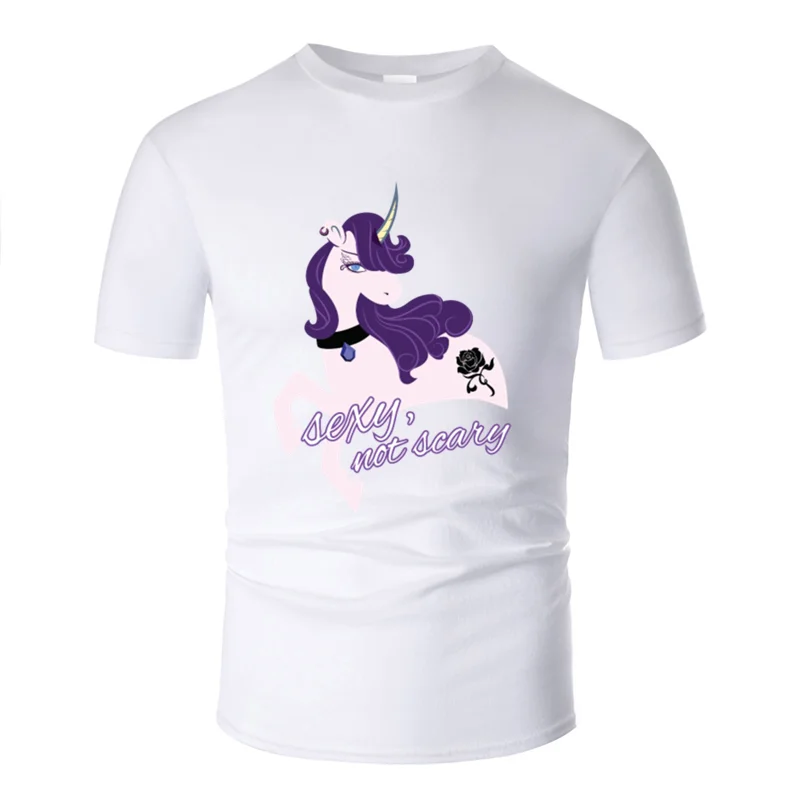 Men-White Дышащая Сексуальная Готическая Мужская футболка с единорогом einhorn, Мужская футболка с коротким рукавом и солнечным светом, большие размеры S~ 5xl - Цвет: Men-White