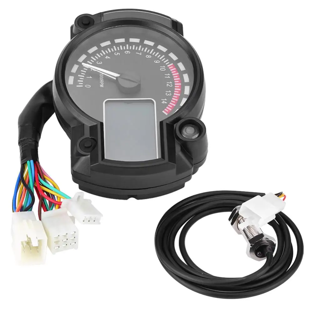 

Universal Motorcycle Tachometer LED Screen DC 12V Meter Gauge 199km/h Speedometer with Speed Sensor Motorcycle Gauge Odometer