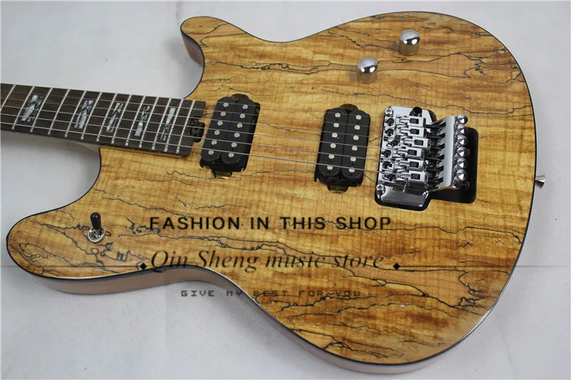 spalted кленовый шпон электрогитара с тремоло мост, HH звукосниматели, клен шеи, хромовое оборудование