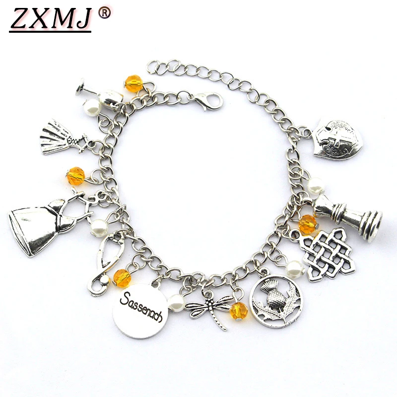 ZXMJ Outlander браслет Sassenach собака Даг Стрекоза ручной работы браслеты Шарм ТВ серии Outlander Wristhand цепи ювелирные изделия подарок