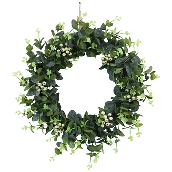 

Simulation of Eucalyptus Money Leaf, Large Berry Garland, Suitable for Front Door Wall Window Decoration -20 Inches