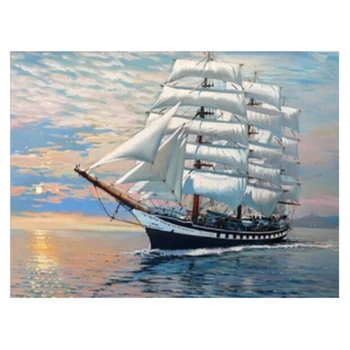 

Diy Diamond Paint Boat Scenery Diamond Home Decoration Round Diamond New Marriage