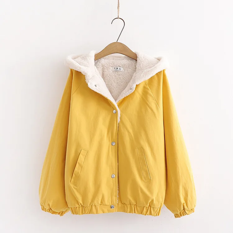 

Korean-style Autumn & Winter New Style College Style Fresh Literature And Art Solid Color Waist Hugging Slimming plus Velvet War