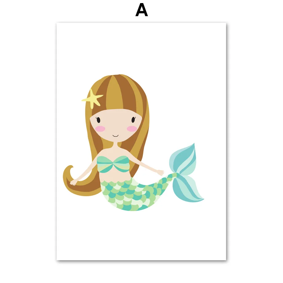 Cute-Mermaid-Princess-Nursery-Wall-Art-Print-Canvas-Painting-Nordic-Posters-And-Prints-Wall-Pictures-Baby (3)