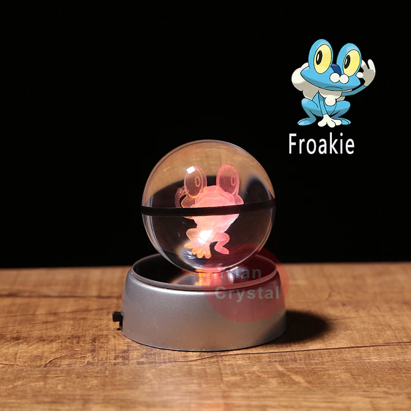 Аниме Pokemon Froakie Pokeball гравировка круглый хрустальный шар с светодиодный