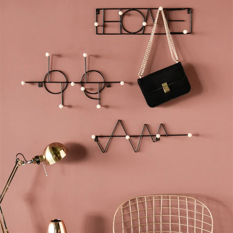 Nordic Creative Iron Wall Hook Living Room Multi-functional Key Cap Sundries Hook Clothes Hanger Decoration Storage Holders