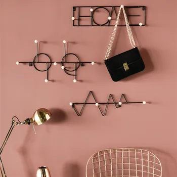 

Nordic Creative Iron Wall Hook Living Room Multi-functional Key Cap Sundries Hook Clothes Hanger Decoration Storage Holders