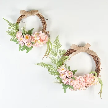 

Multi-sizes Wall-mounted Rattan Wreath Not Fade Garland Artificial Flower Rattan Ring Photography Props Porch Wedding Home Decor