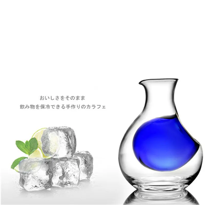 Японский горшок для сакэ графин льда и вина плоская фляжка хомяк иглу бокал синяя