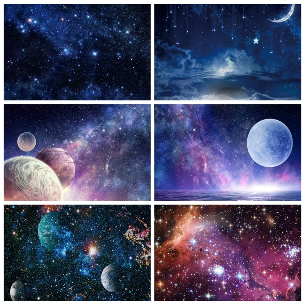 Starry Sky Moon Night Star Shiny Glitter Planet Earth Universe Backdrop Photography Background For Photo Studio Photophone Shoot Background Aliexpress