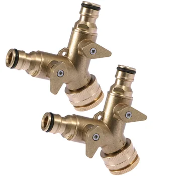 

2Pcs One Pass Two Ball Valve Switch Brass Quick Connector Garden Hose Fitting Water Hose Connectors External Thread Female and I