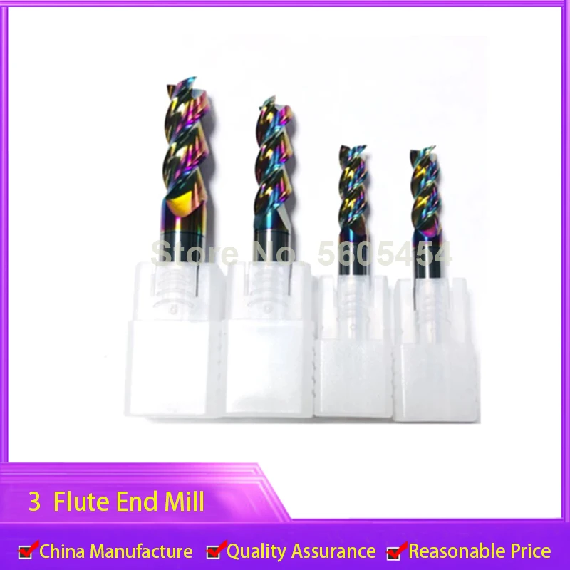 

DLC Colorful Coating End Mill For Aircraft Aluminum Upgrade for CNC maching 3 Blade Endmills milling cutter woodding cutter
