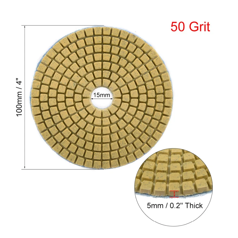 Uxcell 10 шт. 50-3000Grit Алмазный Полировочный диск колодки 4 дюйма 100 мм для Гранит камень; бетон мраморная полировка Применение шлифовальные диски