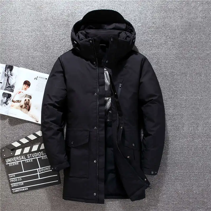Новое поступление, мужская куртка на утином пуху, осенне-зимнее теплое пальто с капюшоном, Мужская Сверхлегкая куртка на утином пуху, ветрозащитная парка 9819 - Цвет: Черный