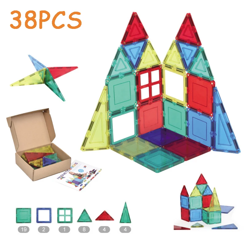 Magnetic piece Building Blocks building magnetic color window construction piece children building interactive toys DIY