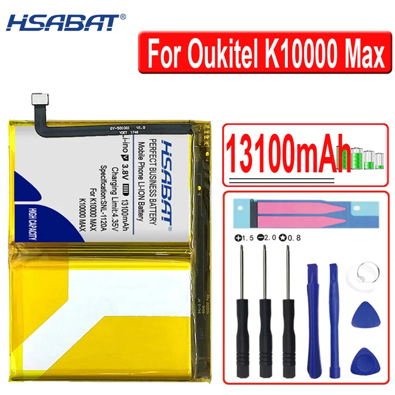Аккумулятор HSABAT 15100 мАч для Oukitel K10000 Pro/12000 мАч для Oukitel K10000/13100 мАч для Oukitel K10000 Max