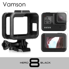Vamson для GoPro Hero 8, черная рамка, чехол, защитная крышка, закаленное стекло, защита экрана, для GoPro, аксессуары VP652