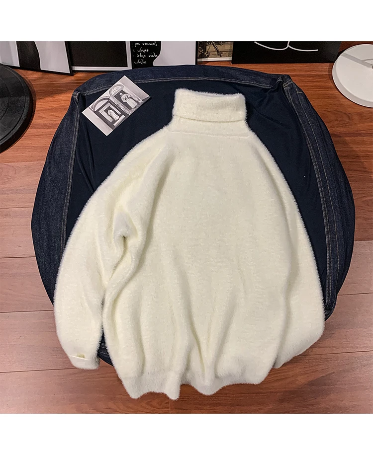 Winter Thick High Collar Sweater Men's Warm Fashion Solid Color Casual Knit Pullover Men Knitting Sweaters Male Sweter Clothes