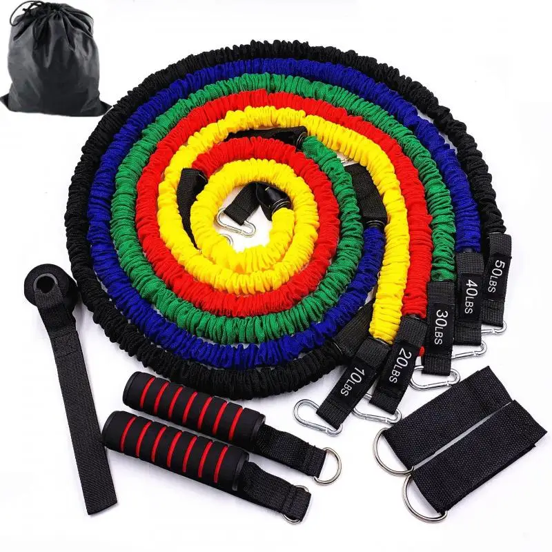 11 Pcs/set Latex Resistance Bands Rubber Expander Elastic Fitness Crossfit Training Exercise Yoga Tubes Pull Rope with Bag | Спорт и