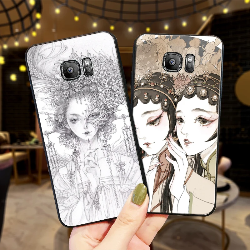 Чехлы для samsung A70 50 40 30 20 10 60 6 Plus китайский стиль девушка лицо A7 A8 A9Soft Телефон задняя