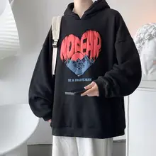 

Y2K printed sweatshirt couple hooded sweatshirts autumn new 2021 Hong Kong style fashion preppy style casual loose hoodie trend