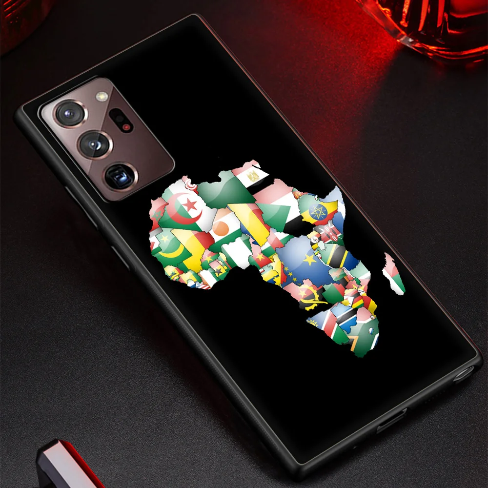 Silicone Black Phone Case with Painted Africa Map Design