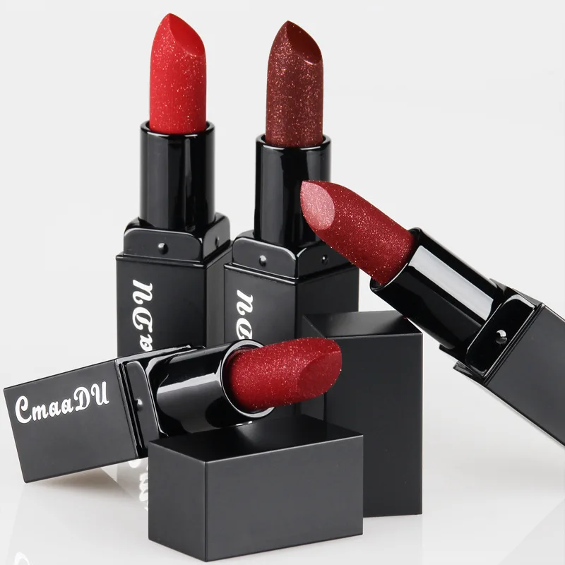 New hot small gold diamond lasting not easy to discolor apple red koi color matte star version version matte lipstick beauty