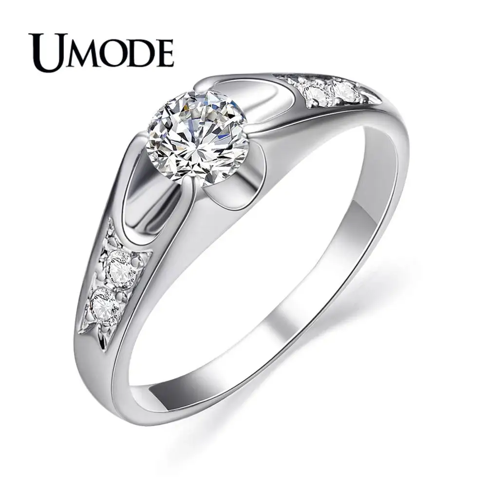 Новые модные кольца UMODE из белого золота с фианитами и кристаллами для женщин