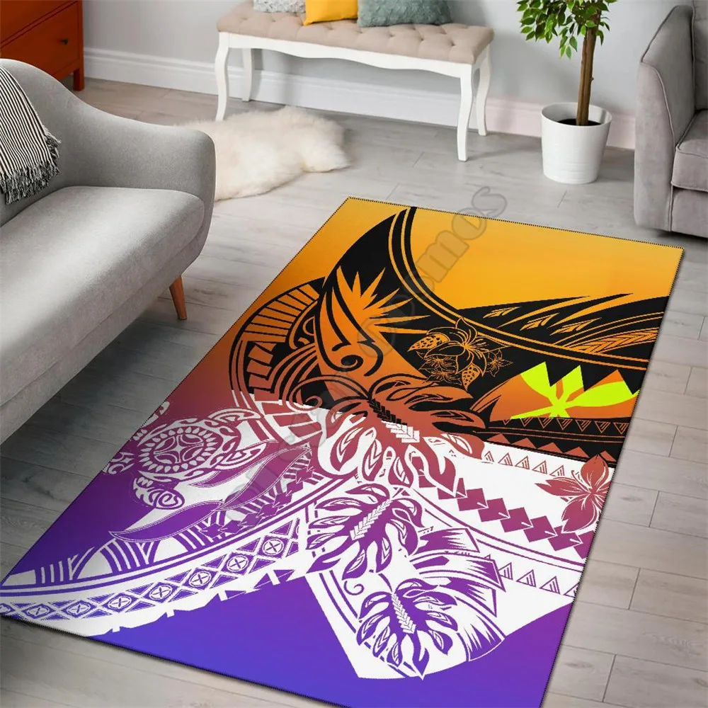

Hawaii Area Rug Tribal Jungle Pattern Carpet Mat for Living Room Doormat Flannel Print Bedroom Non-slip Floor Rug