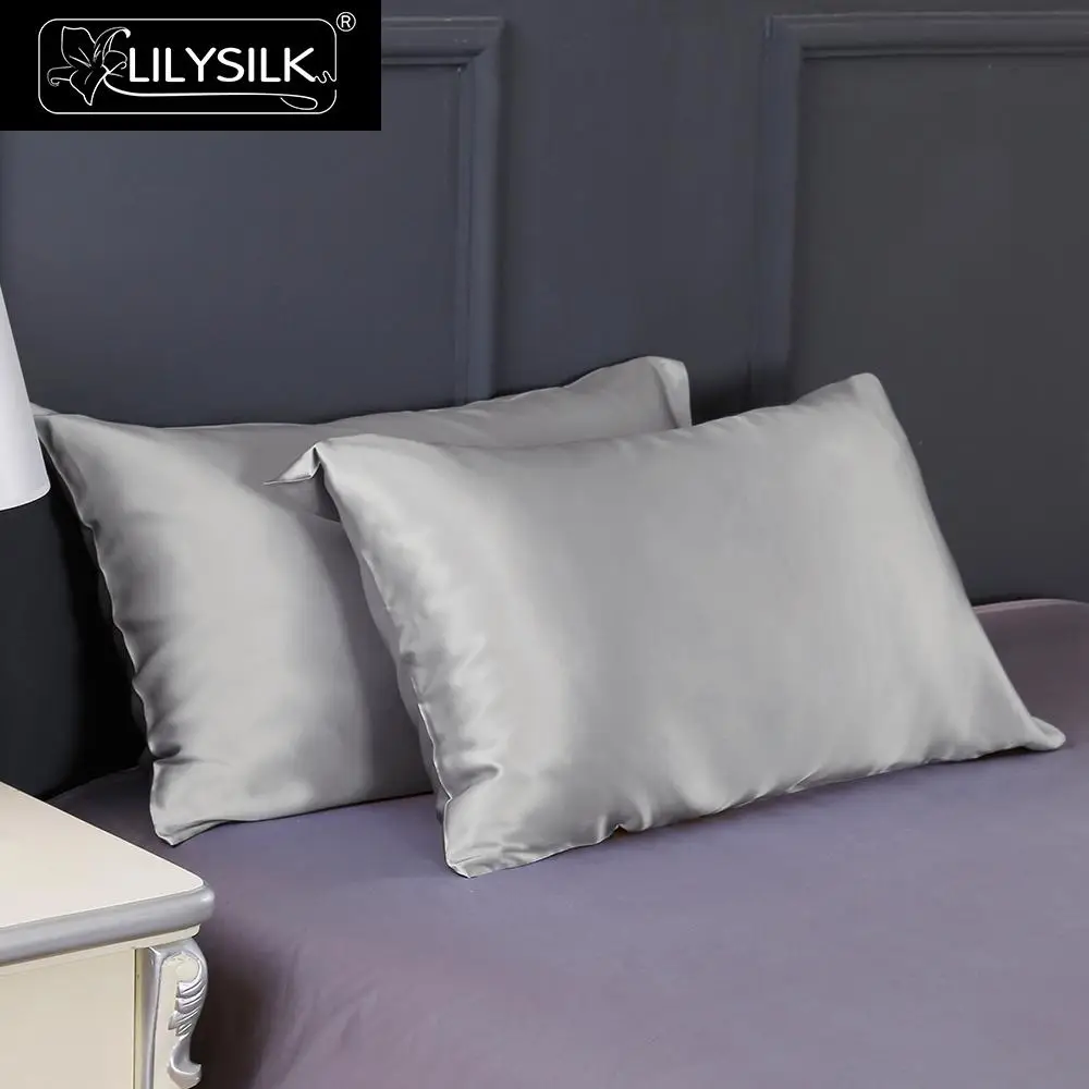 Silvergray LilySilk 100 шелк наволочка красота китайский чистый натуральный тутового волоса роскошь 19 Momme 1 шт 36x50 см Silvergray распродажа - Цвет: Silvergray